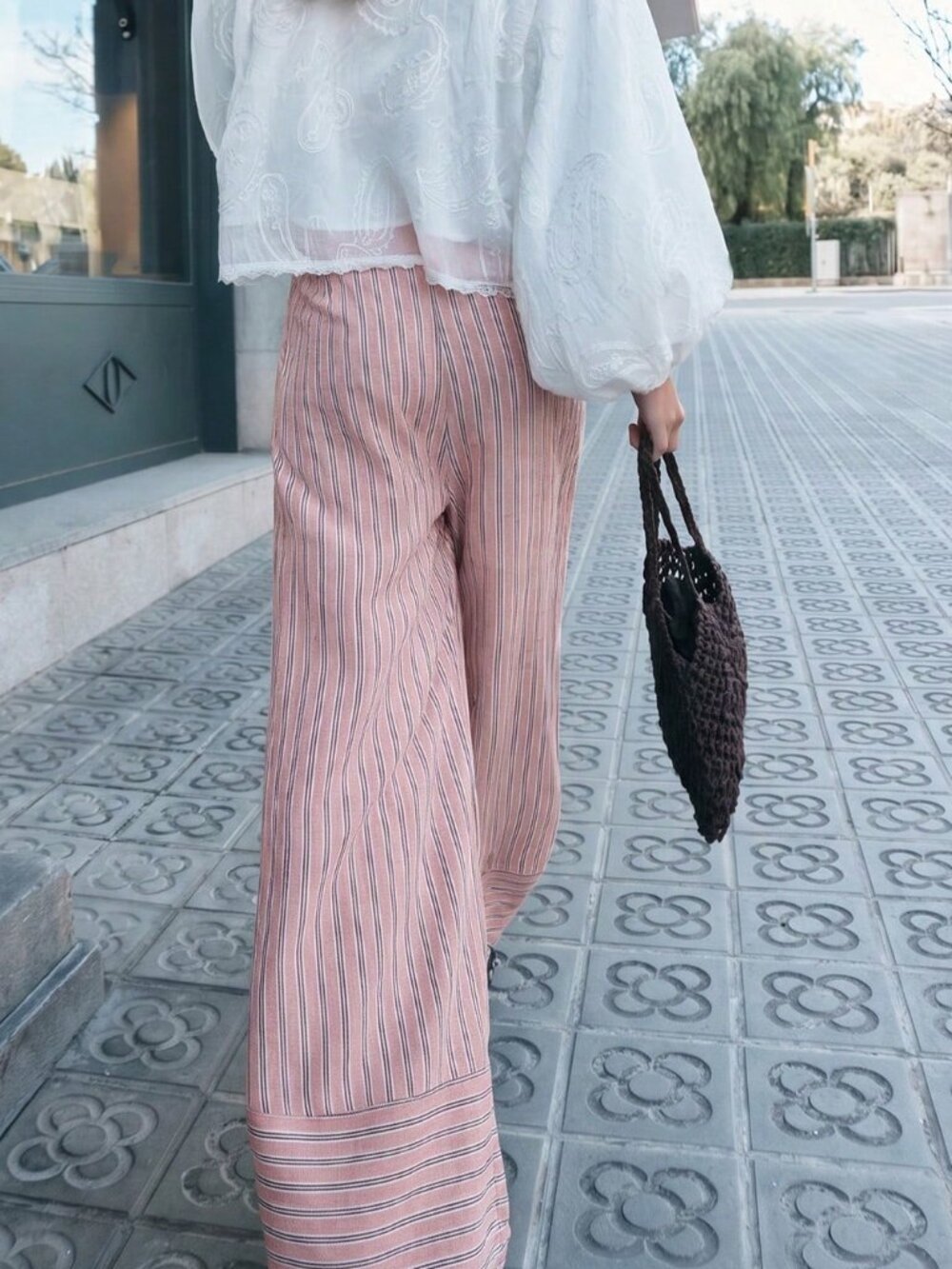 Baby Pink Casual Women's Mid Rise Long Pants - Picture 2 of 7